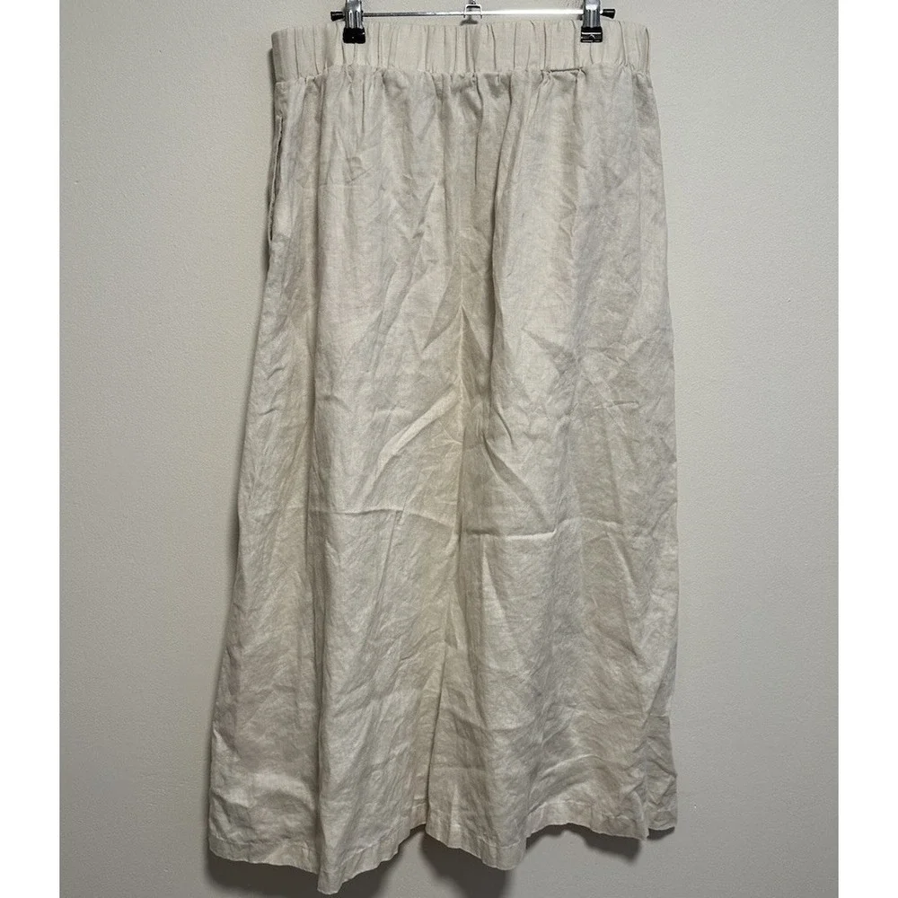 Quince Women's 100% Linen Skirt Sz Large Beige - Picture 4 of 5